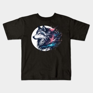 Wolf and moon artwork Kids T-Shirt